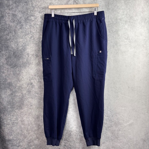 Figs Pants - FIGS Technical Collection Dark Blue Scrub Zamora Bottoms Cargo Pocket Size XXL